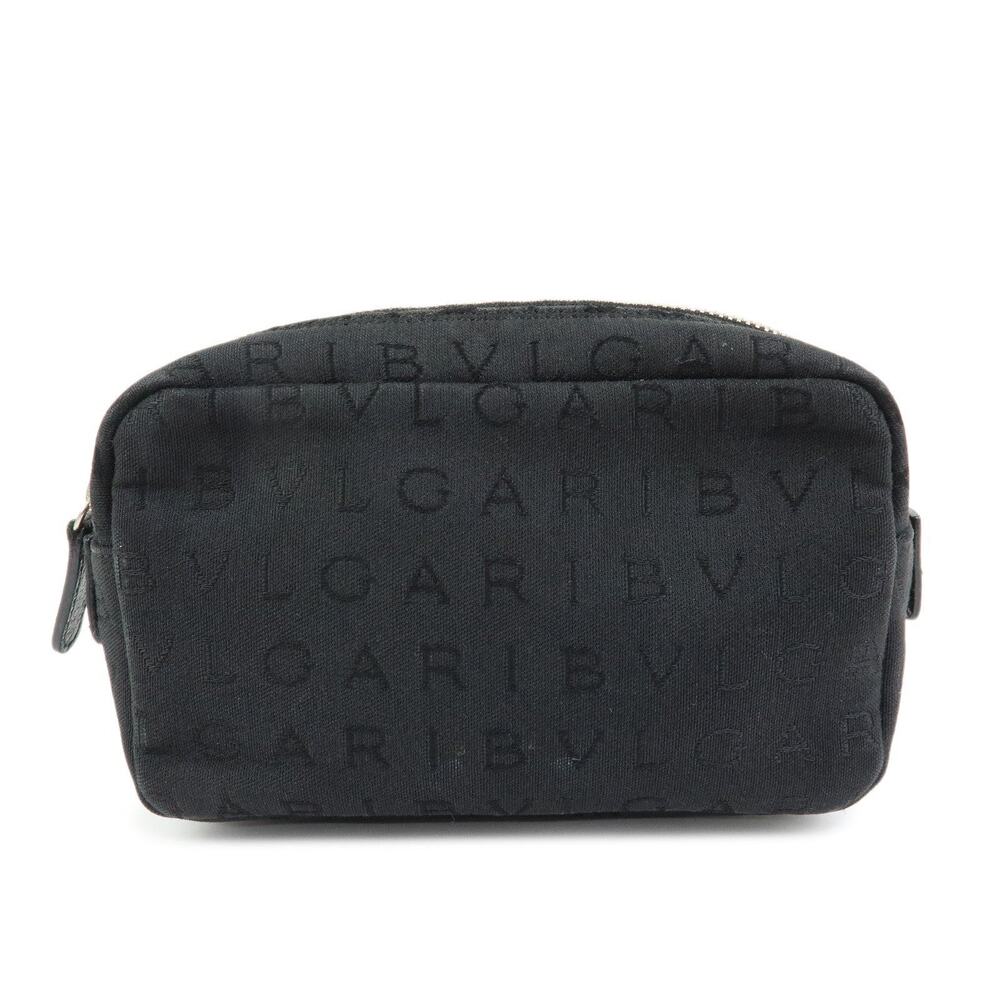 Bvlgari Logo Canvas Cosmetic Pouch Black